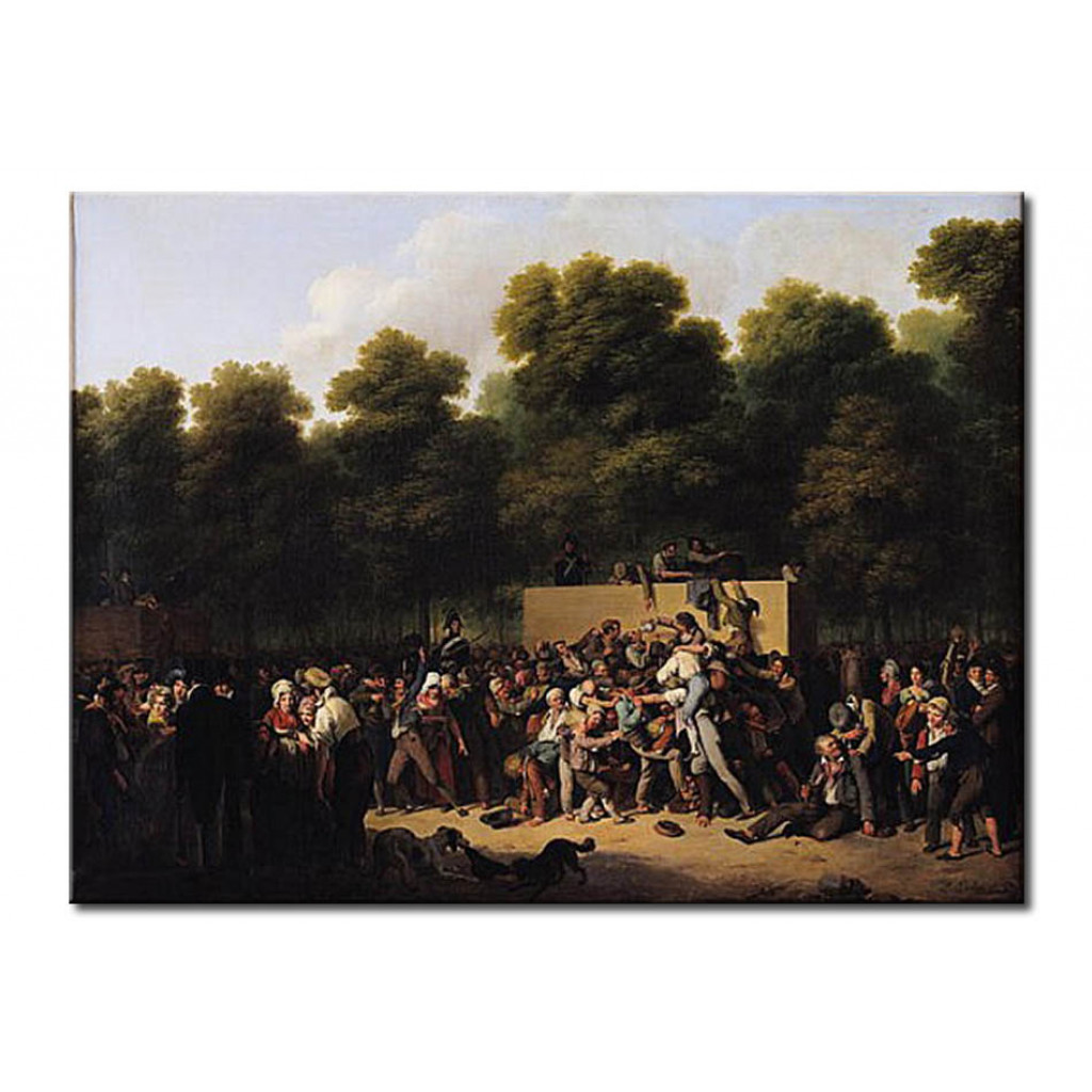 Schilderij  Louis-Léopold Boilly: The Distribution Of Food And Wine On The Champs-Elysees