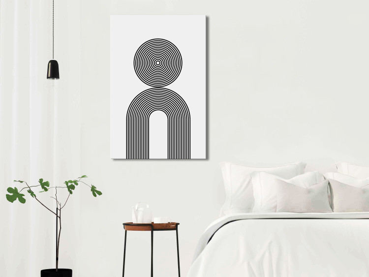 Canvas Hypnotic lines - black and white abstraction depicting circles 125658 additionalImage 3