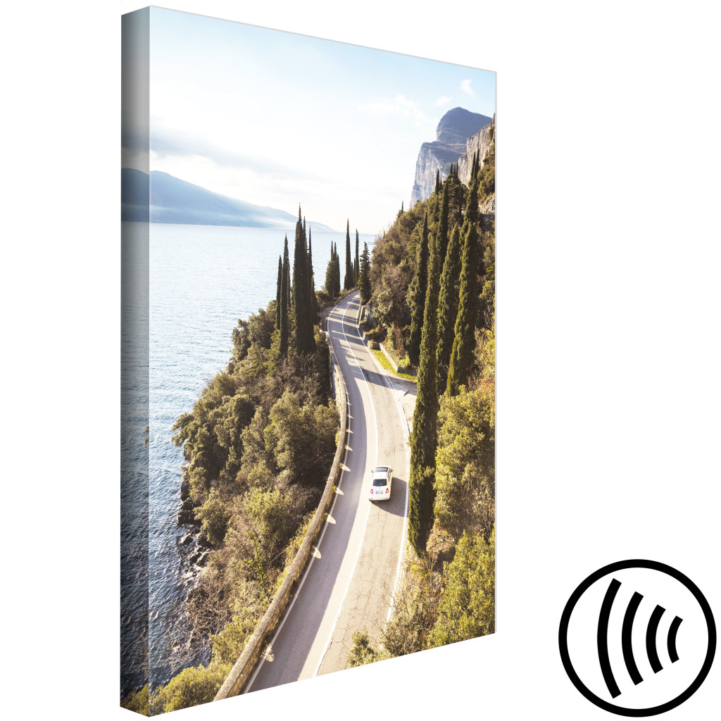 Obraz Widok Na Jezioro Garda - Letni Pejzaż Z Krętą, Górską Drogą I Jeziorem