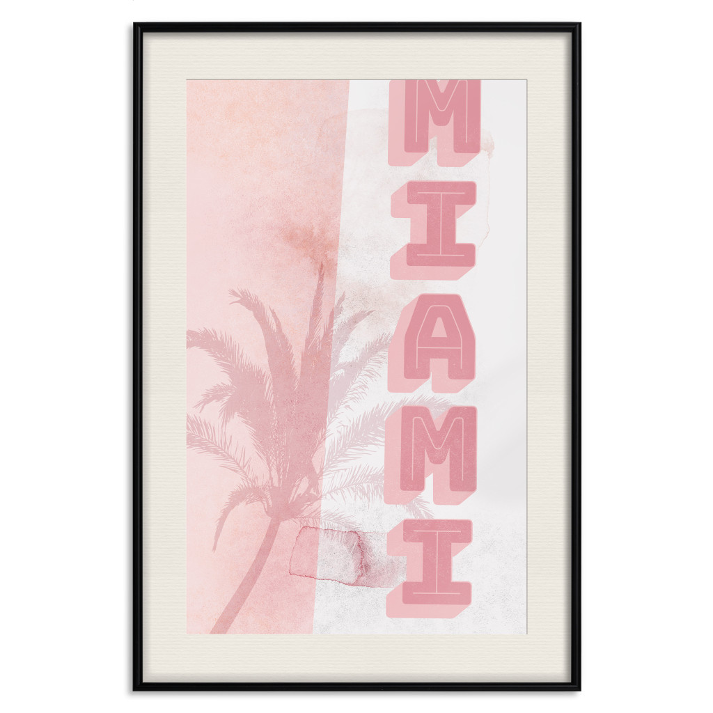 Poster Decorativo Delicate Neon - Inscription Miami Made Of Pink Letters