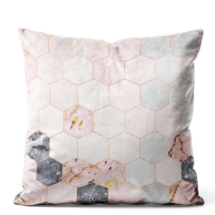 Kissen Velours Marble hexagons - a marble glamour composition with golden pattern 147058
