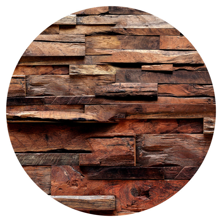Round wallpaper Wooden Wall - Decorative Oak Tiles in Warm Colors 149158 additionalImage 1