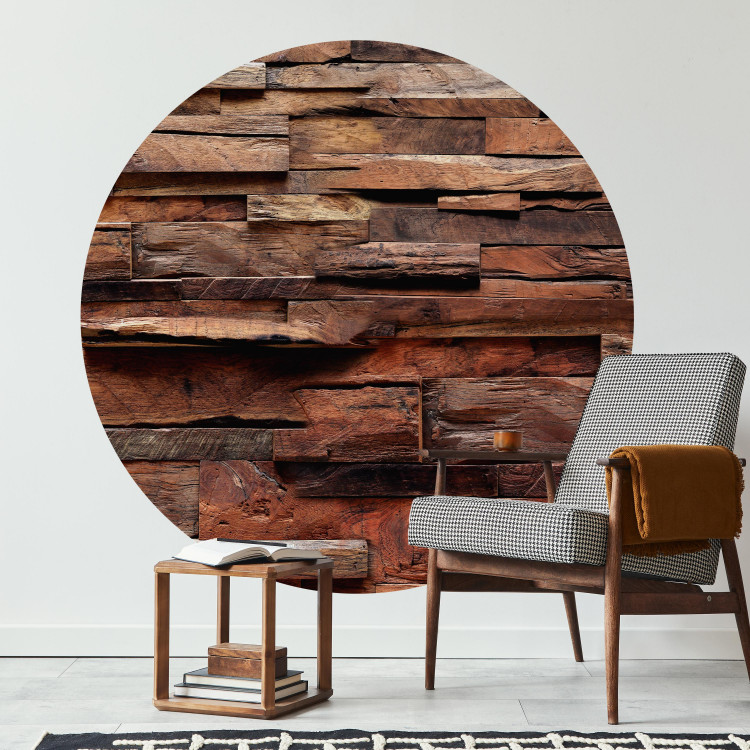 Round wallpaper Wooden Wall - Decorative Oak Tiles in Warm Colors 149158 additionalImage 2