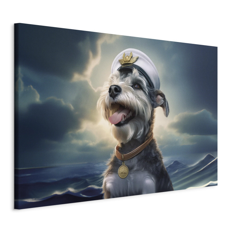 Canvastavla AI Dog Schnauzer - Portrait of a Fantasy Animal in the Role of a Sailor - Horizontal 150258 additionalImage 2