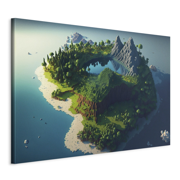 Canvas Art Print Paradise at Sea - An Island Inspired by the Style of Computer Games 150658 additionalImage 2