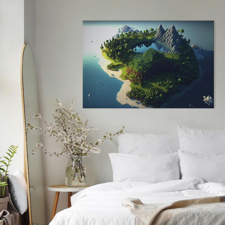 Canvas Art Print Paradise at Sea - An Island Inspired by the Style of Computer Games 150658 additionalImage 5