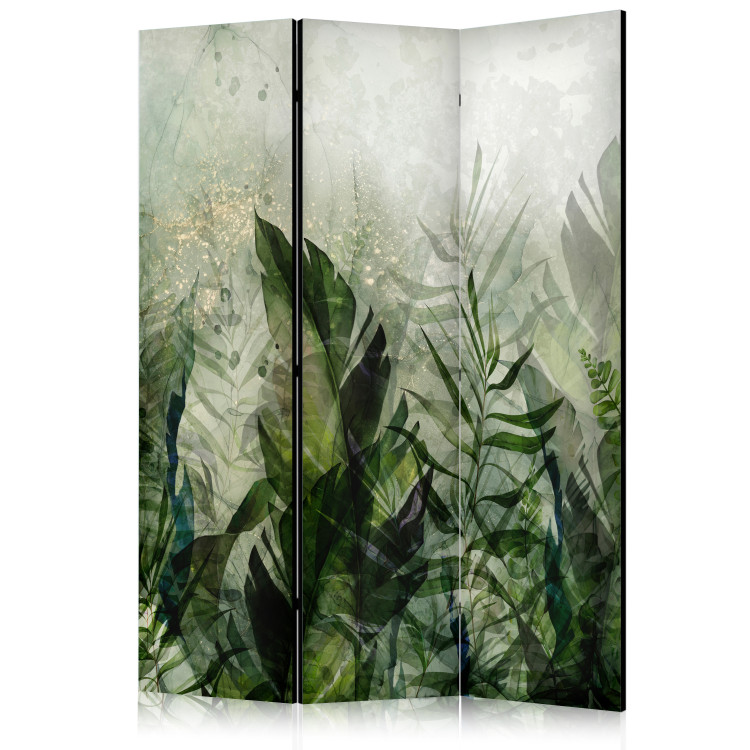 Paravento In the Morning Dew - A Landscape of Leaves on a Green Background [Room Dividers]