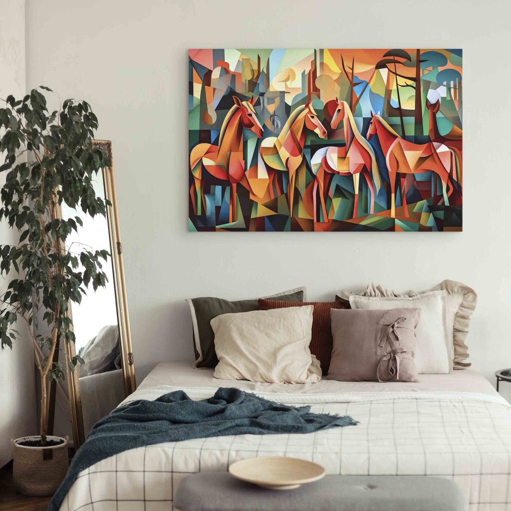 Schilderij  Paarden: Cubist Horses - A Geometric Composition Inspired By Picasso’s Style