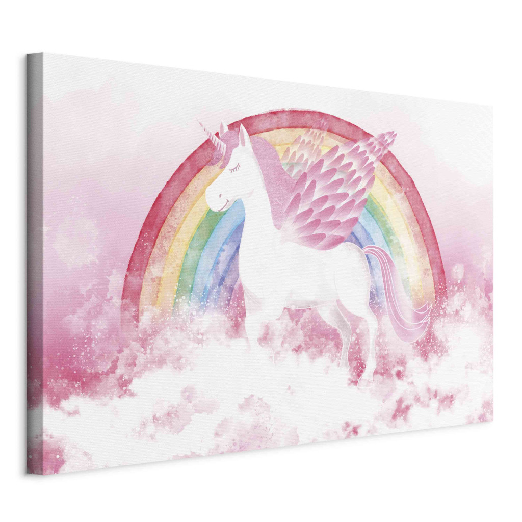 Pink Power - A Unicorn With Wings And A Rainbow On A Background Of Clouds [Large Format]