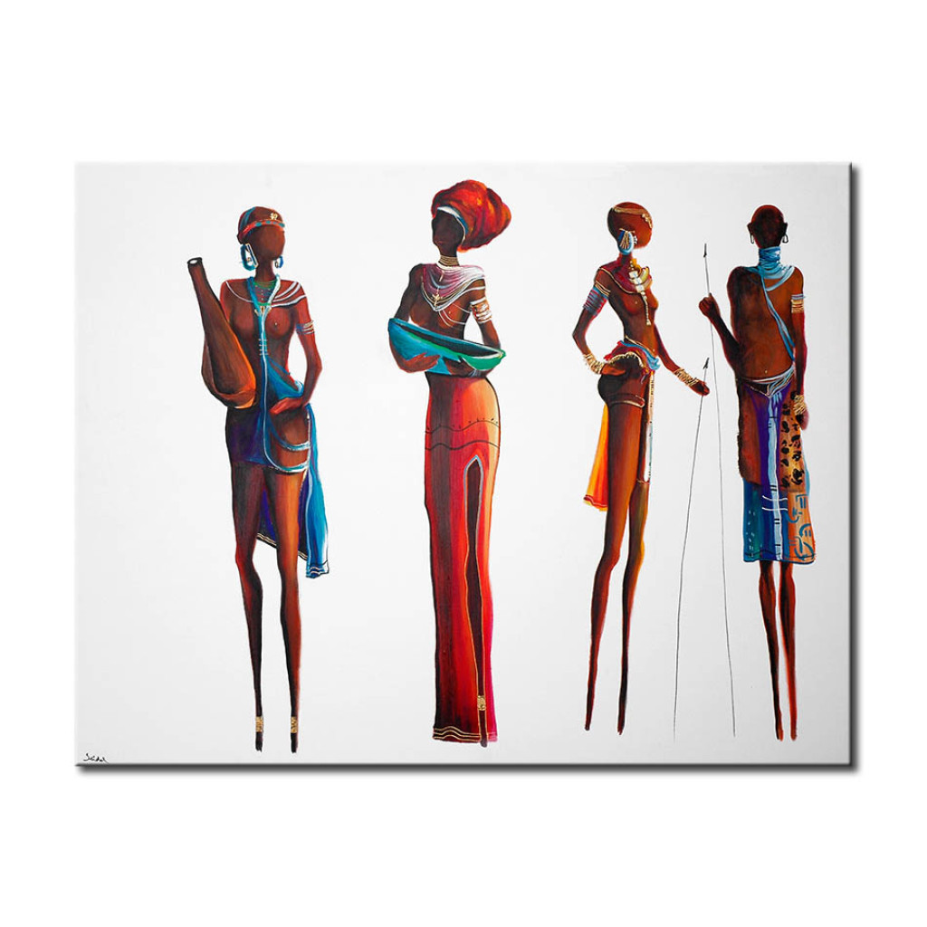 Quadro Tribo Africana (1 Parte) - Tema étnico Africano Com Figuras