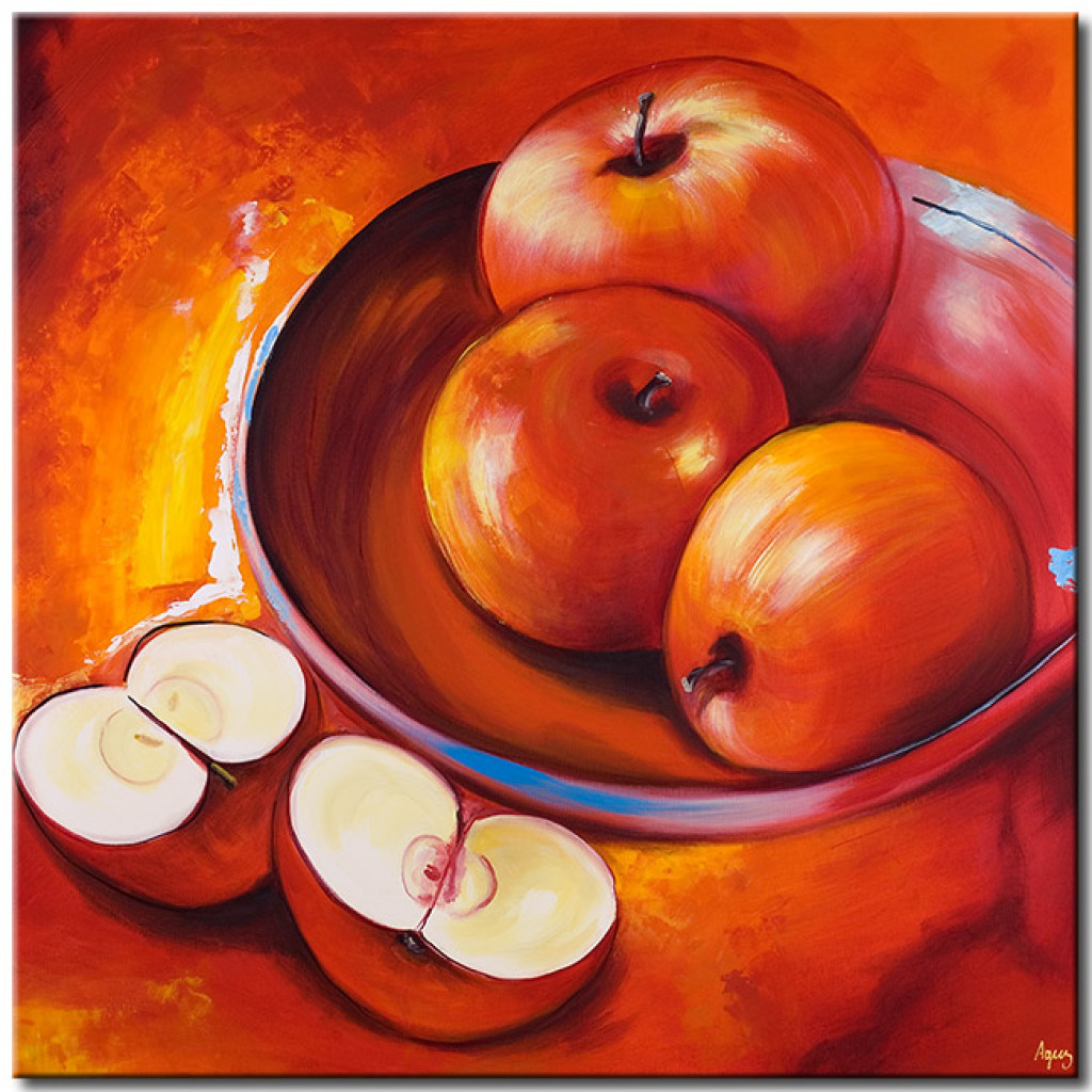 Schilderij  Fruit: Stilleven (1-delig) - Rode Compositie Van Rijpe Appels