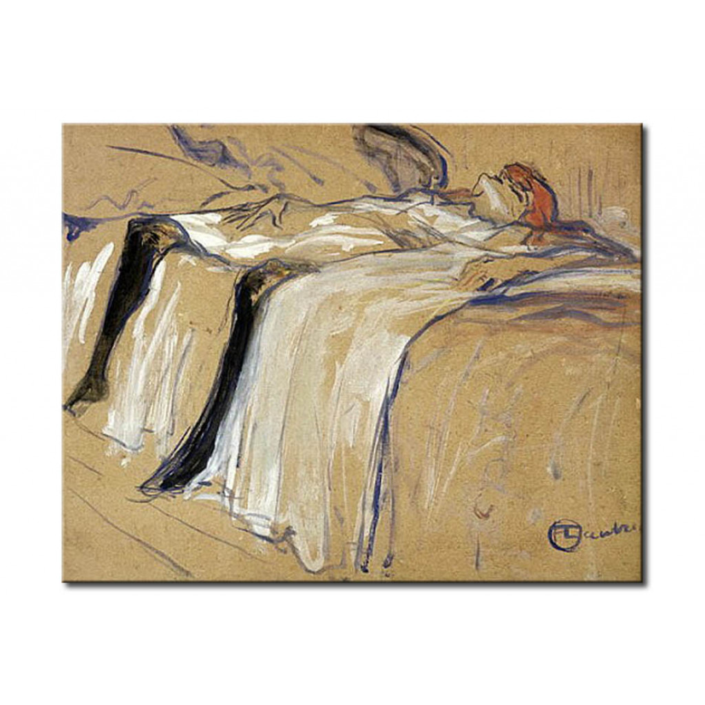 Schilderij  Henri De Toulouse-Lautrec: Woman Lying On Her Back - Lassitude, Study For 'Elles'