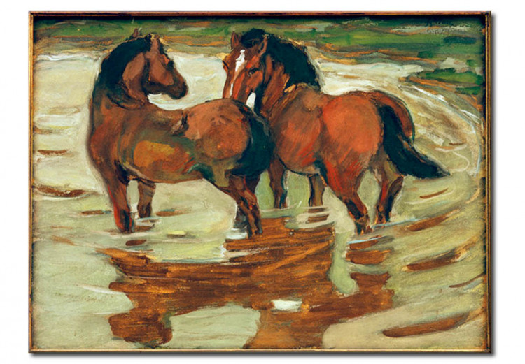 Riproduzione Due cavalli nell'alluvione 54158