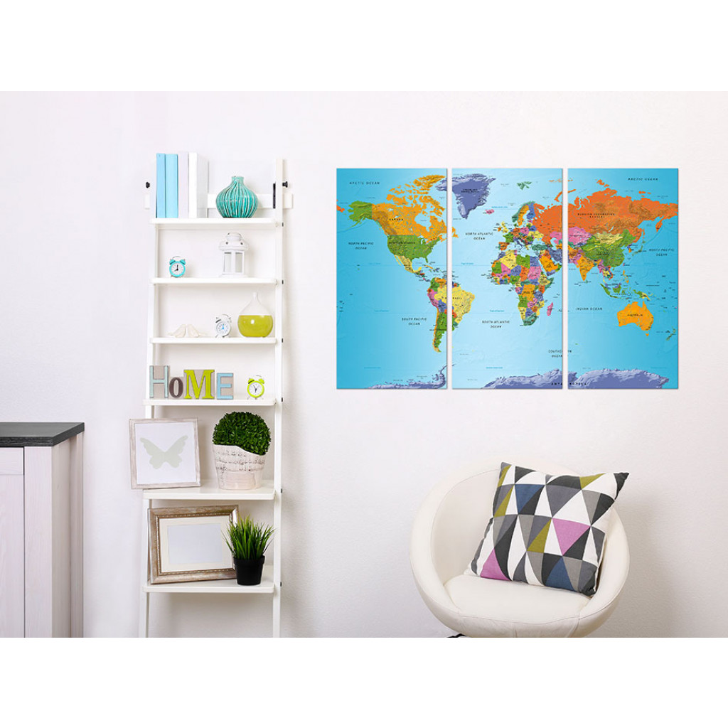 Målning World Map: Colourful Note