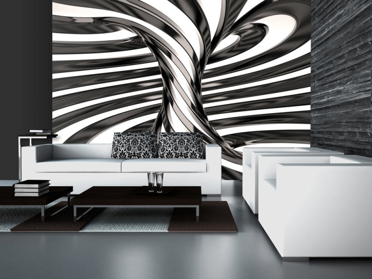 Mural de parede Black and white swirl
