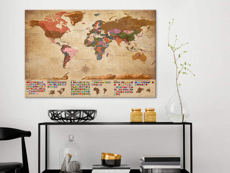 Ozdobna tablica korkowa Mapa świata: Retro stylizacja [Mapa korkowa] 98058 additionalImage 5