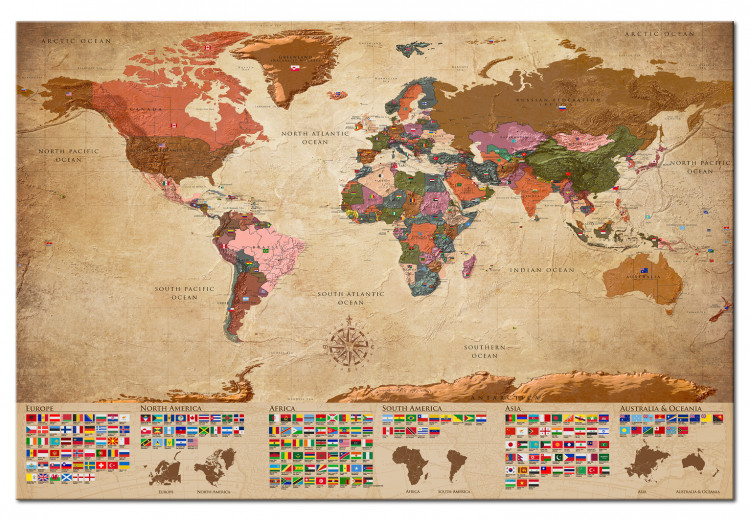 Ozdobna tablica korkowa Mapa świata: Retro stylizacja [Mapa korkowa] 98058 additionalImage 2