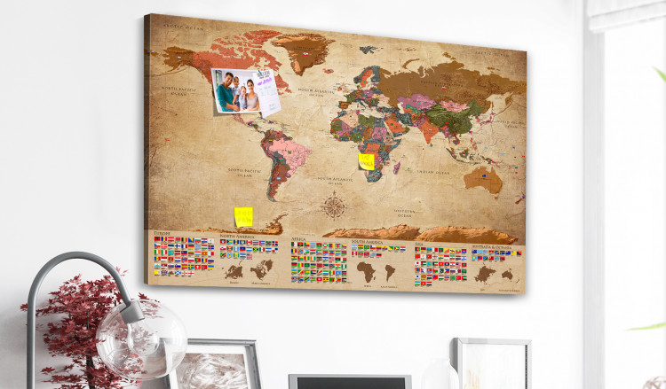 Ozdobna tablica korkowa Mapa świata: Retro stylizacja [Mapa korkowa] 98058 additionalImage 3