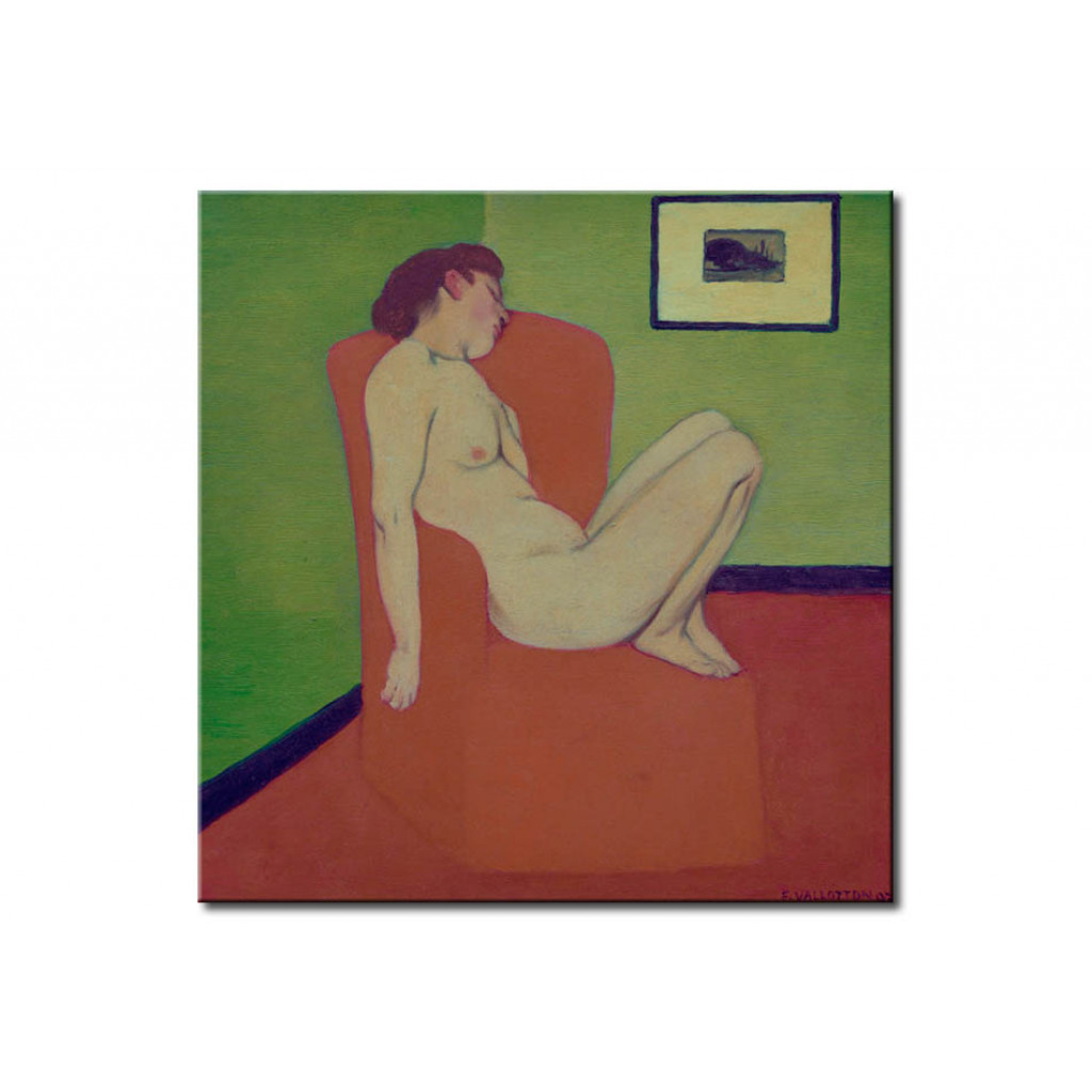 Målning Nude Woman Sittin Gon A Chair