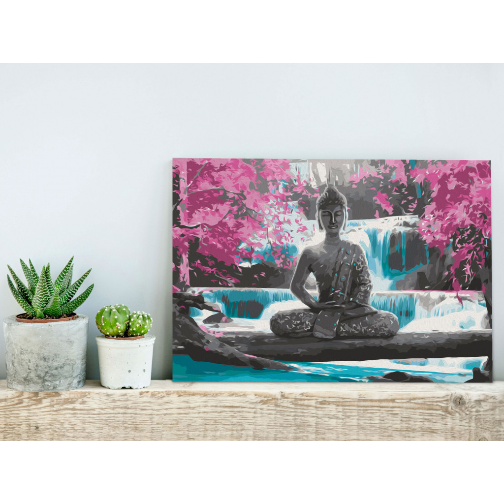 Obraz Do Malowania Po Numerach Budda I Wodospad