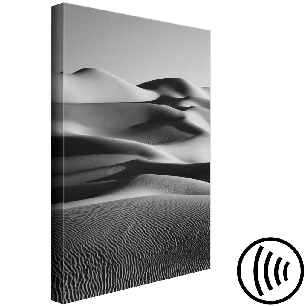 Quadro Pintado Camadas Do Deserto - Preto E Branco, Paisagem Minimalista Com Areia