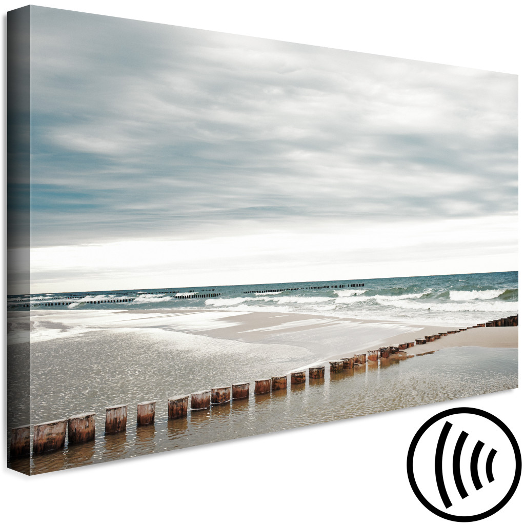 Schilderij  Zee: Wandeling Op Het Strand (1-delige Serie) - Maritiem Uitzicht Op Water