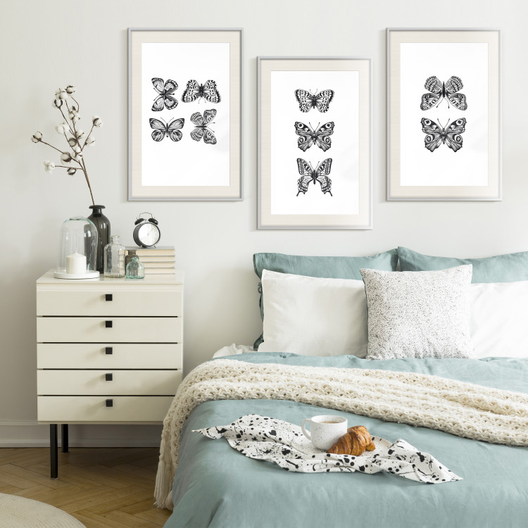Set de poster Mariposas en blanco y negro 127168