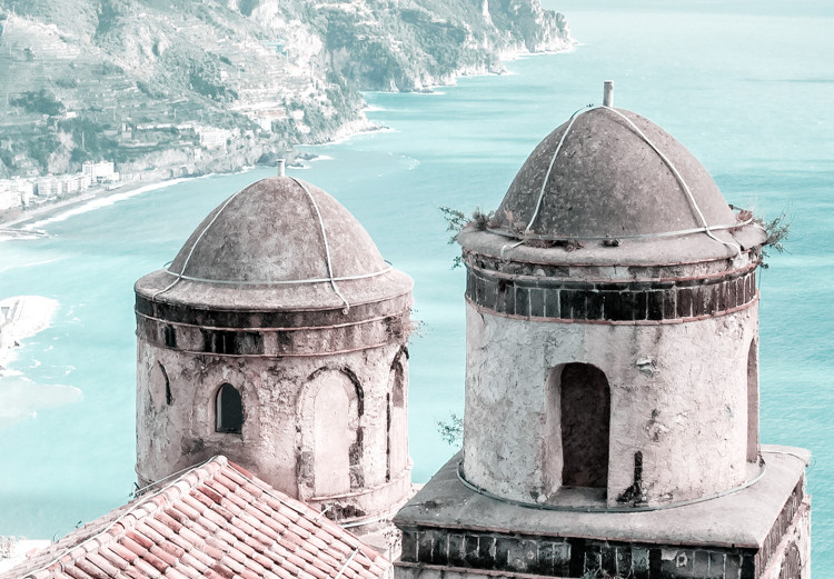 Obraz Widok z wybrzeża Amalfi - krajobraz morski z wysokim drzewem  135868 additionalImage 5