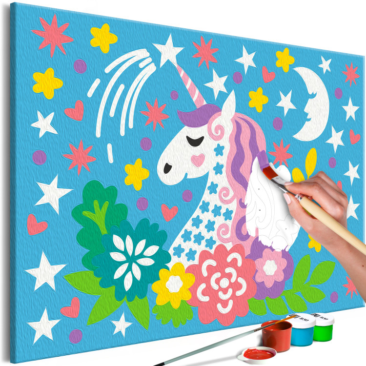 Painting Kit for Children Majestic Unicorn - Profile of a Friendly Pet Against Stars 149768 additionalImage 5