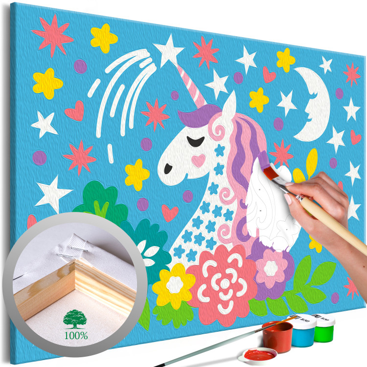 Painting Kit for Children Majestic Unicorn - Profile of a Friendly Pet Against Stars 149768
