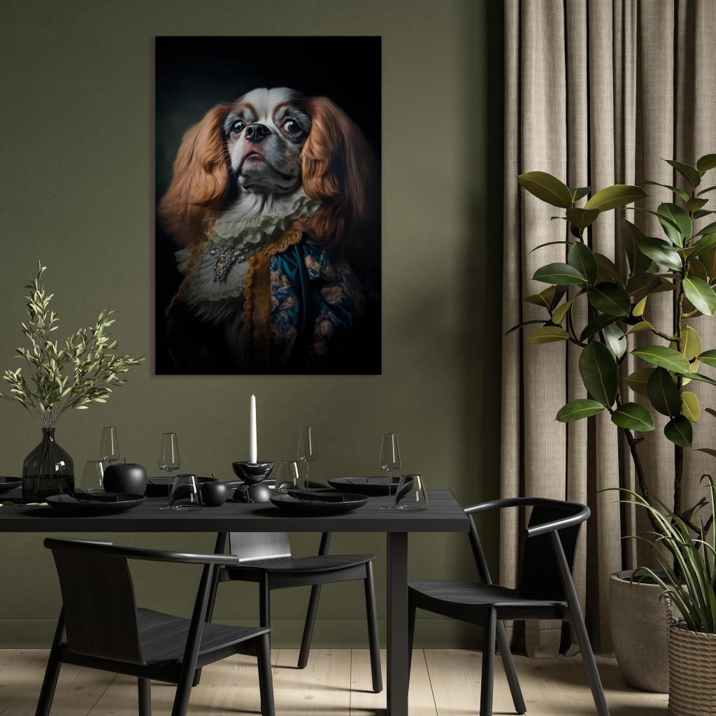 Obraz AI Pies King Charles Spaniel - Portred Dumnego Arystokratycznego Zwierzaka - Pionowy