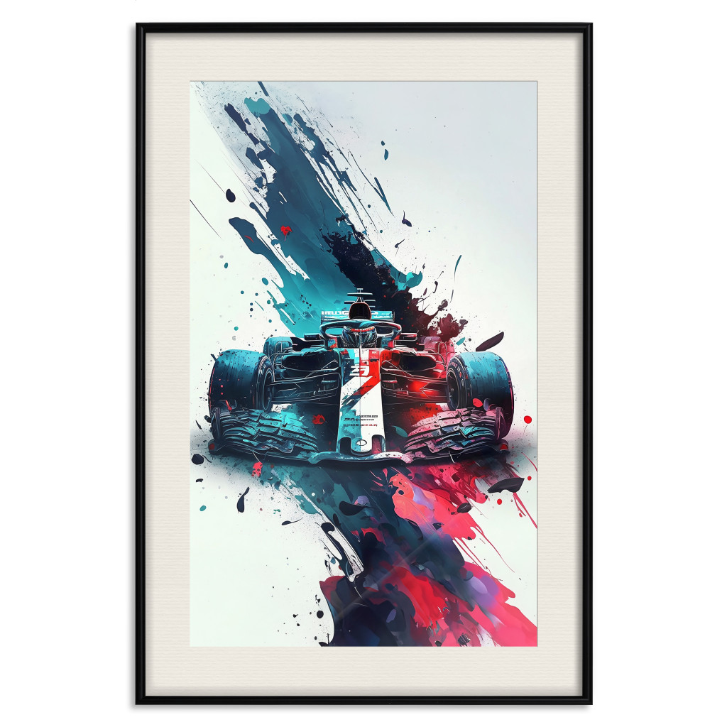 Plakat: Bolid Formuły 1 - Samochód Wyścigowy W Kleksach Z Farby