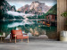 Wall Mural Dolomites and a Lake - Landscape With a Wooden House and Boats Against the Background of Mountains 150968