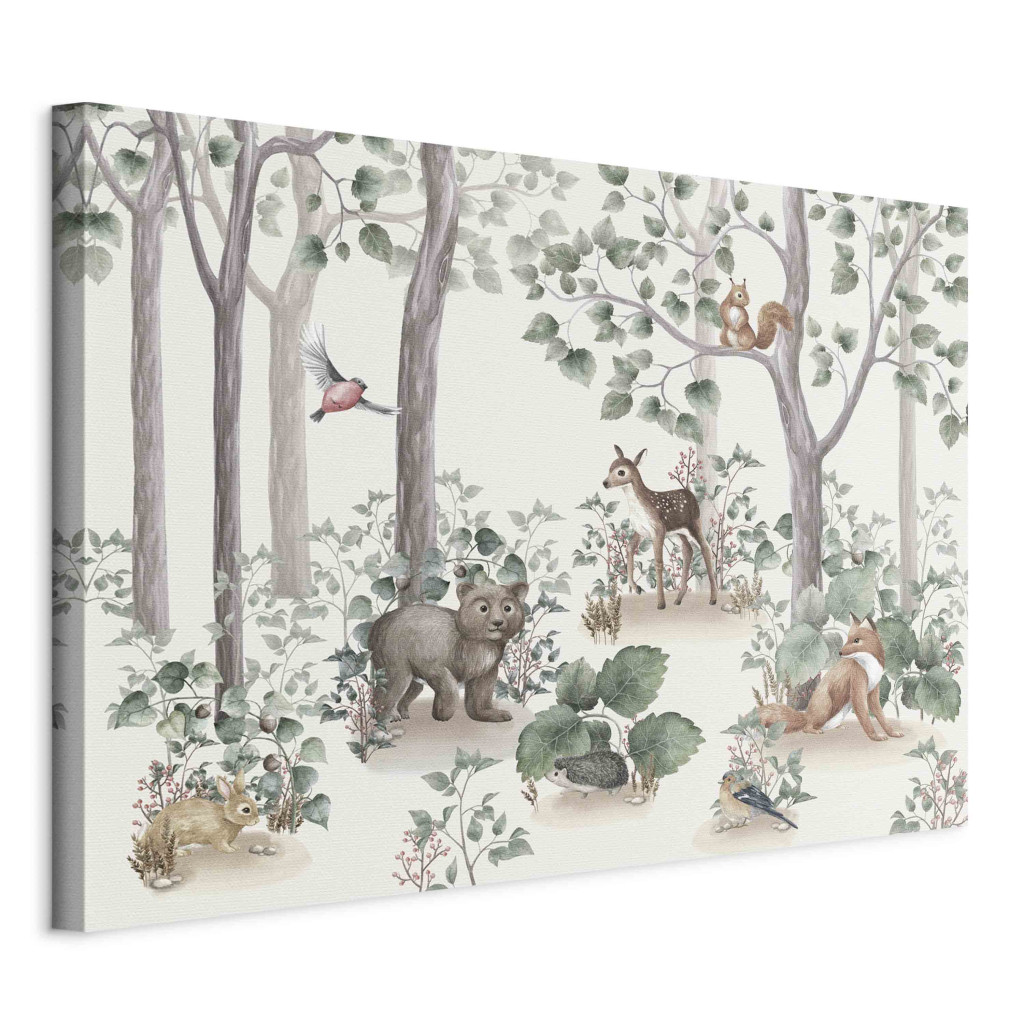 Duży Obraz XXL Leśna Opowieść - Akwarelowa Kompozycja Dla Dzieci Ze Zwierzętami [Large Format]