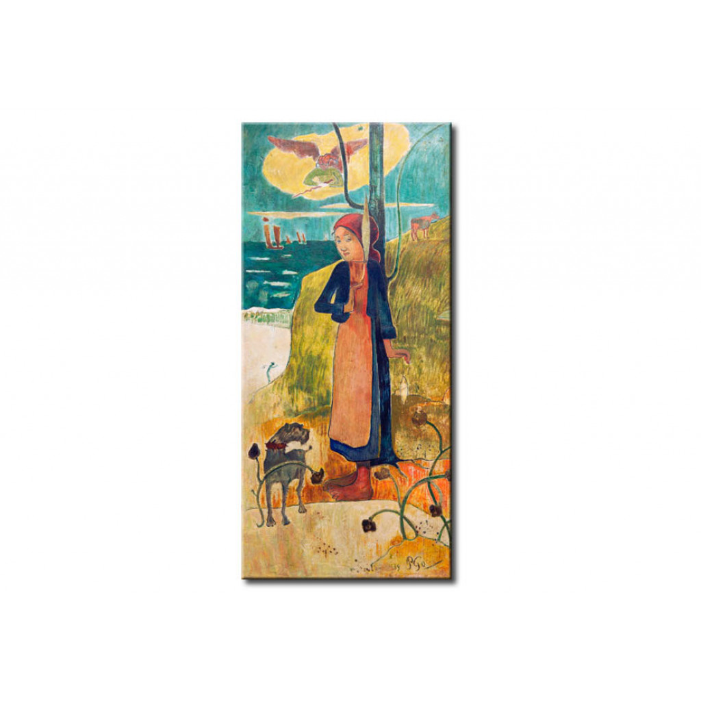 Schilderij  Paul Gauguin: Bretonisches Mädchen Beim Spinnen (Johanna Von Orléans)