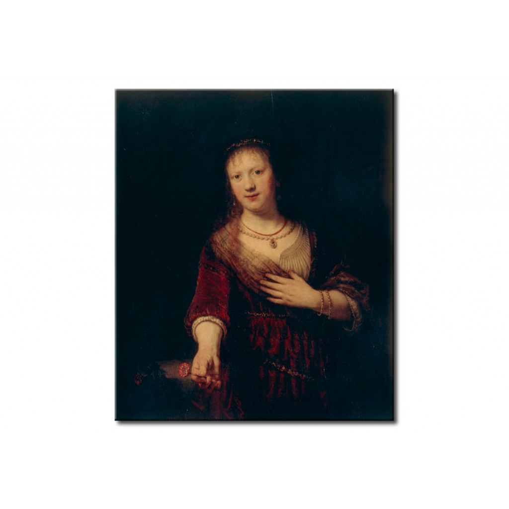 Schilderij  Rembrandt: Saskia With A Red Flower