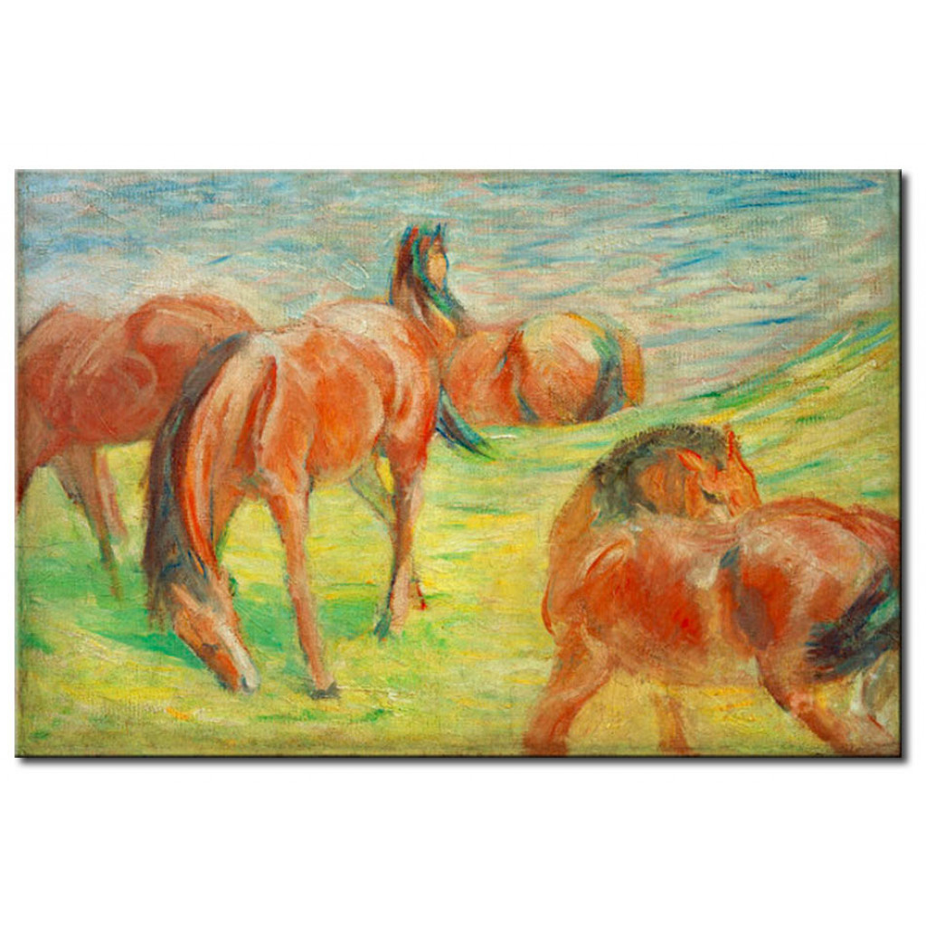 Schilderij  Franz Marc: Weidende Pferde I