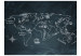 Papier peint Carte monde - continents dessinés à la craie sur fond noir en français 59968 additionalThumb 1