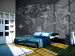 Photo Wallpaper World Map - continents drawn with chalk on a black background 59968