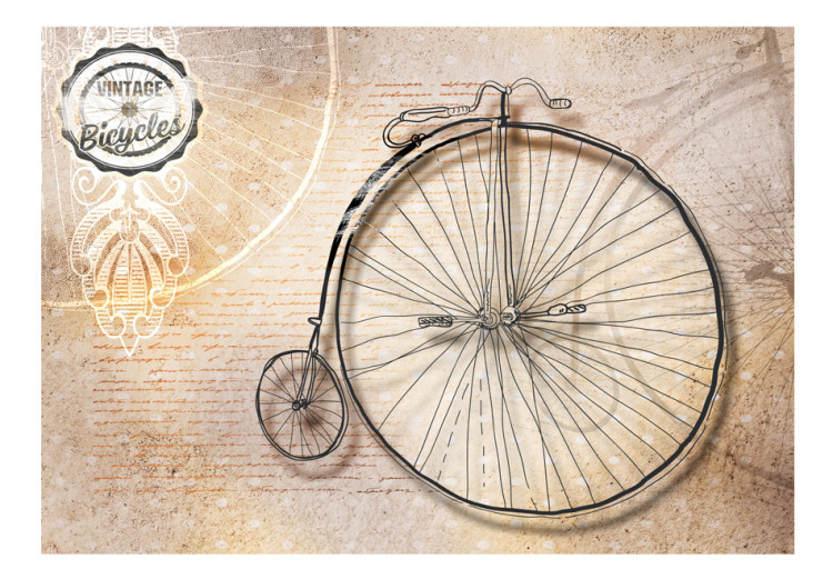 Wall Mural Vintage Bicycle - Old retro-style bicycle with a big wheel in sepia 61168 additionalImage 1