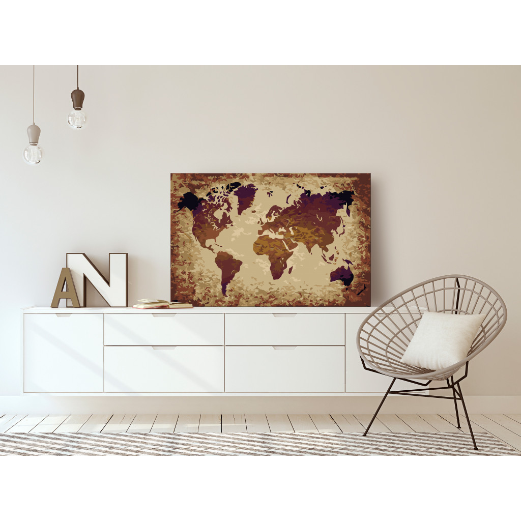 Obraz Do Malowania Po Numerach Mapa świata (brązy)