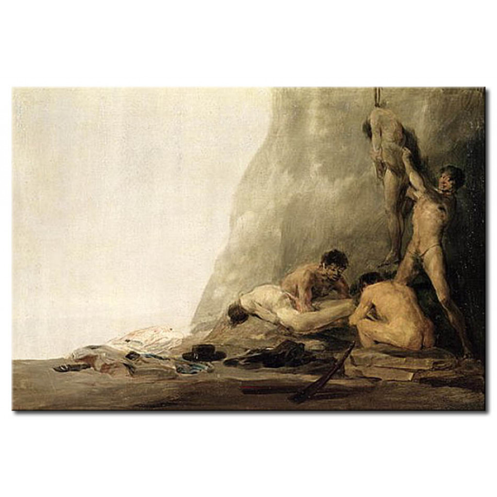 Målning Cannibals Preparing Their Victims, Or The Bodies Of Jean De Brebeuf And Gabriel Lallemant Being Skinned By The Iroquois In