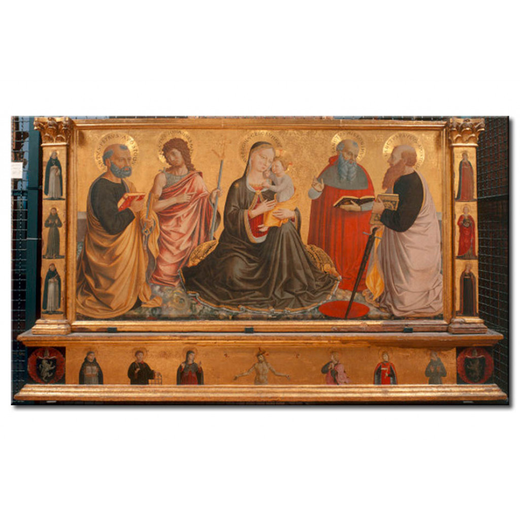 Schilderij  Benozzo Gozzoli: Mary With Child And Saints Peter, John The Baptist, Hieronymus & Paul
