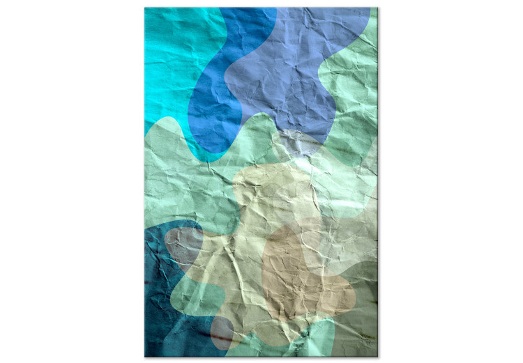 Cuadro en lienzo Turquesa de mar - manchas abstractas sobre el fondo de papel arrugado
