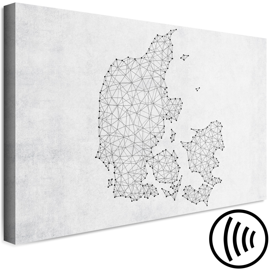 Schilderij  Kaarten Van De Wereld: Netwerk Denemarken - Netwerkgerichte Kaart Op Lichtgrijze Achtergrond