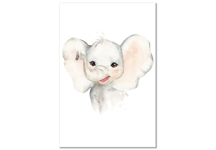 Canvas Drawing, joyful elephant - a stylized watercolor composition