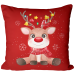 Mikrofiberkudda Fairytale Reindeer - colourful silhouette of a seated animal on a red background 149178