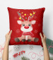 Mikrofiberkudda Fairytale Reindeer - colourful silhouette of a seated animal on a red background 149178 additionalThumb 3