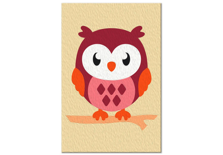 Numéro d'art pour enfants Little Watcher - Portrait of a Young Owl on a Beige Background 149778 additionalImage 6