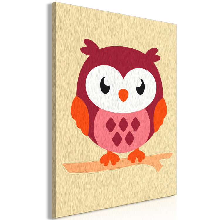 Numéro d'art pour enfants Little Watcher - Portrait of a Young Owl on a Beige Background 149778 additionalImage 3